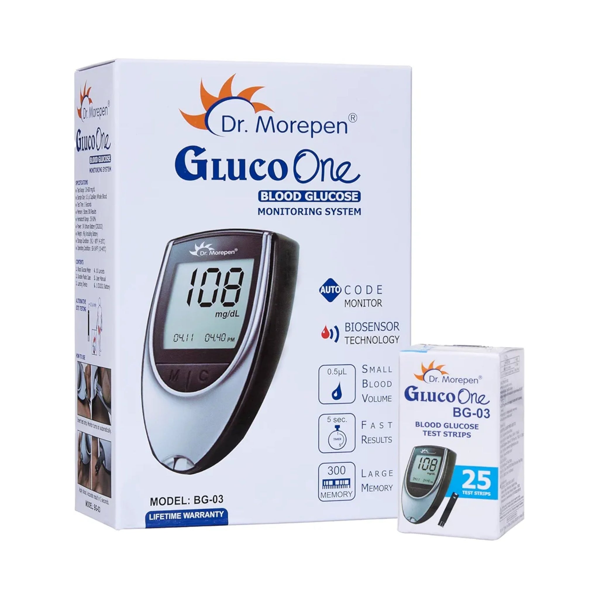 Dr. Morepen Glucometer with 25 Strips